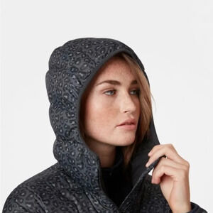 Helly Hansen sz M Ebony Leopard Svalbard down zip up puffer hooded great…